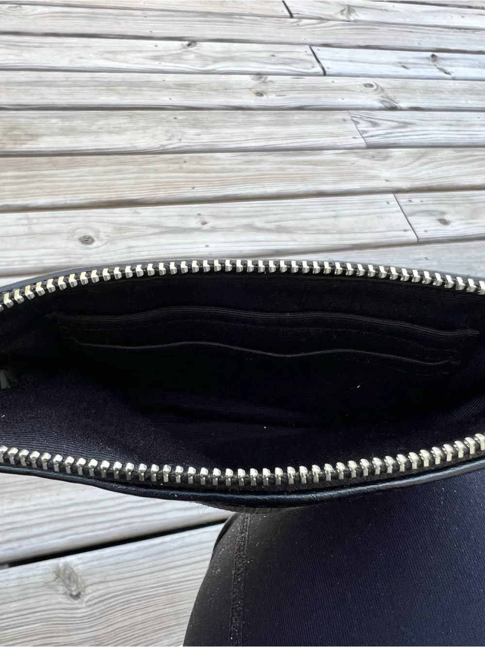Coach Black Signature Corner Zip Wristlet Pouch with Logo Accent